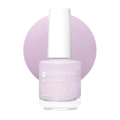 Dazzle Dry bottle front packaging showing Lovely Lilac for salon finish