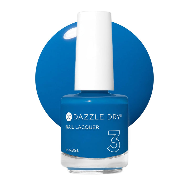 Dazzle Dry bottle front packaging showing medium azure cream color benefit of quick-dry
