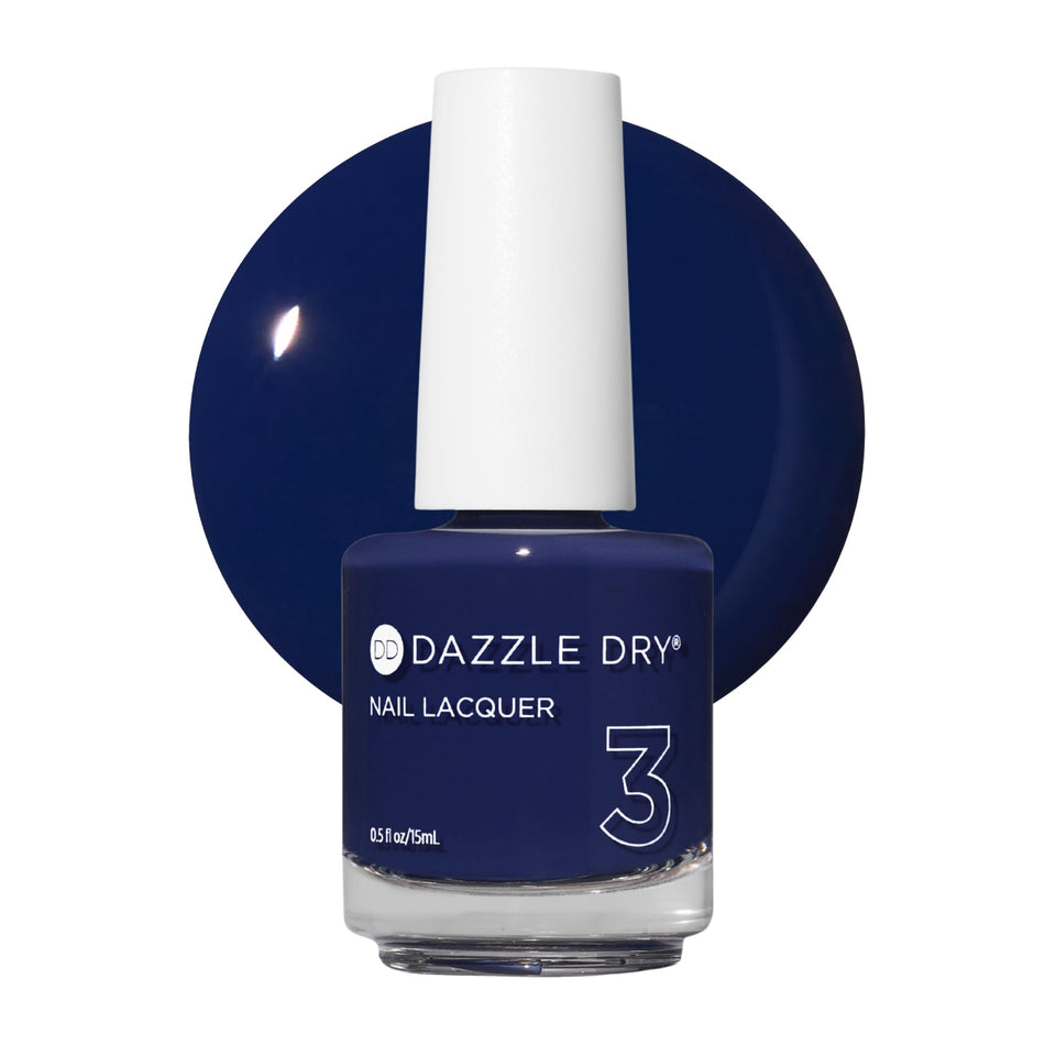 Dazzle Dry front bottle showing midnight sky deep blue for bold polish