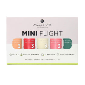 Dazzle Dry mini bottles grouped top view highlighting compact travel-ready set