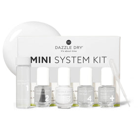 Dazzle Dry front packaging showing kit components and travel benefit