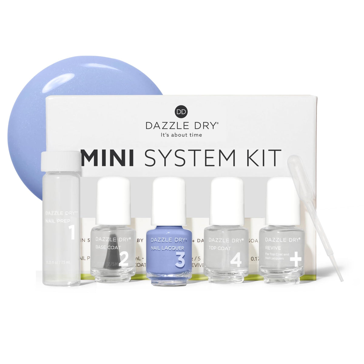 Dazzle Dry front packaging showing kit and branding, compact and travel-ready