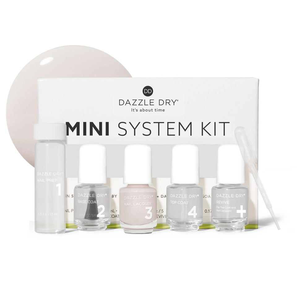 Dazzle Dry mini kit front packaging showing contents and compact convenience