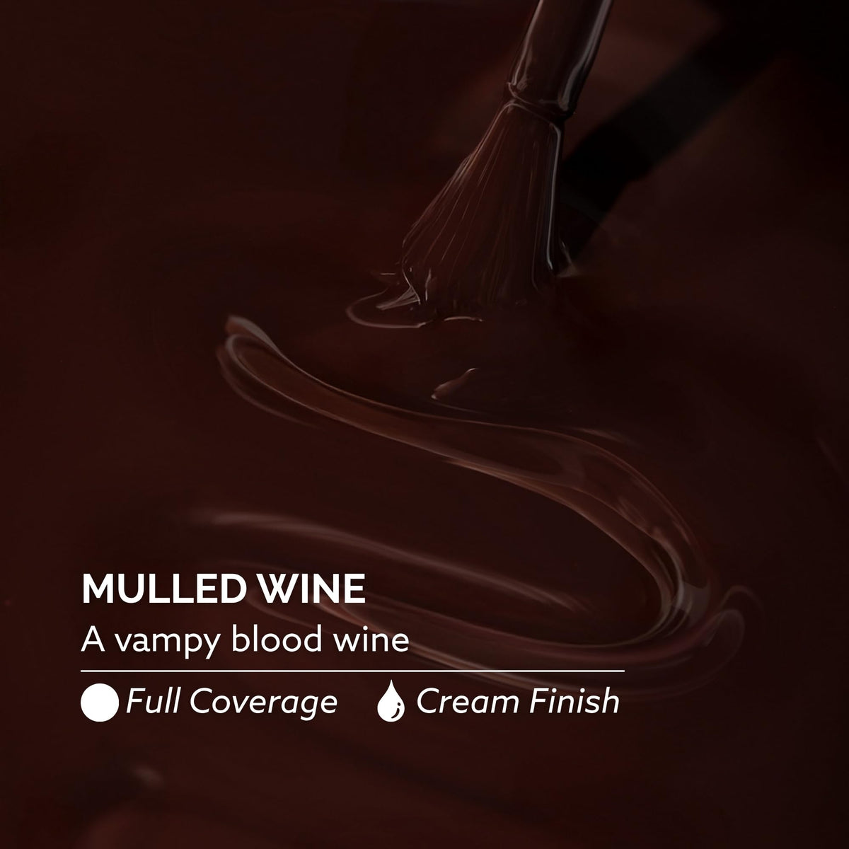 Dazzle Dry Mulled Wine swatch on skin illustrating full-coverage cream payoff
