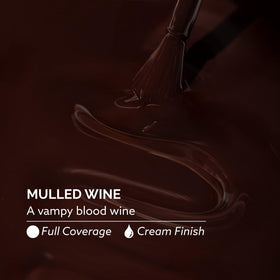 Dazzle Dry Mulled Wine swatch on skin illustrating full-coverage cream payoff