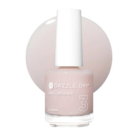 Dazzle Dry bottle front view showing pale pink shade and branding for clear identification