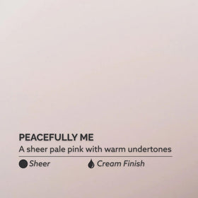 Dazzle Dry Peacefully Me swatch on fingertips showing natural pale pink finish and subtle sheen