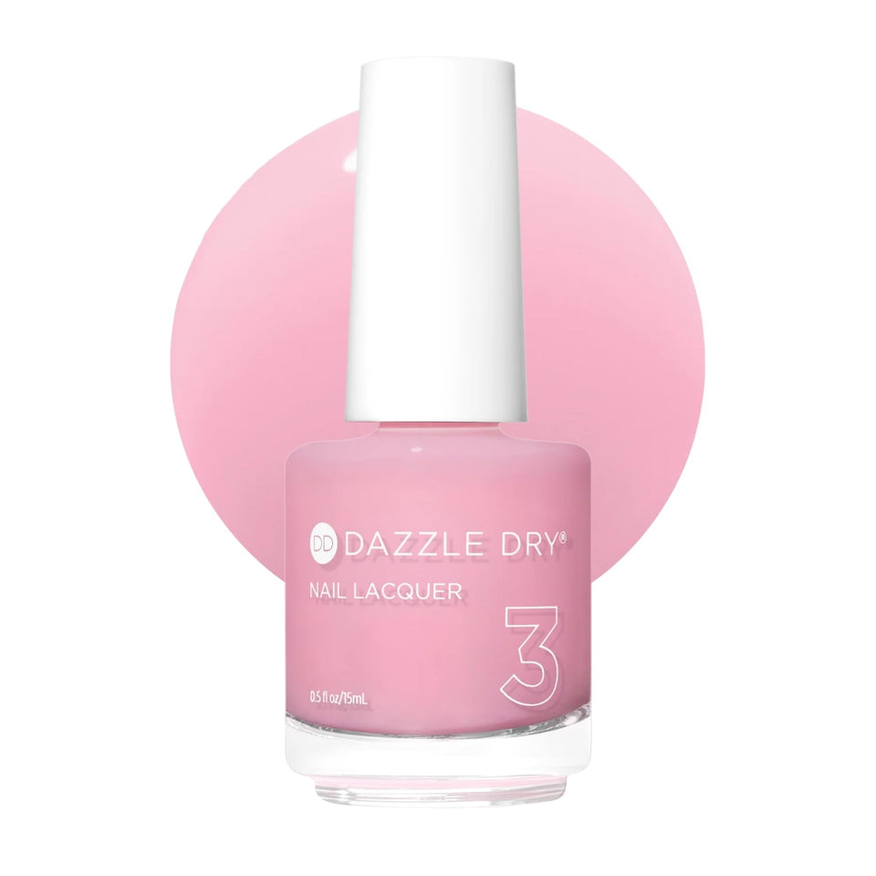 Dazzle Dry bottle front showing cool pale pink shade for a polished look