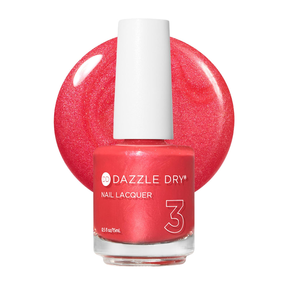 Dazzle Dry front bottle showing Poolside Pink shade and easy-application benefit