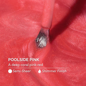 Dazzle Dry swatch on fingertips illustrating Poolside Pink wearable color benefit