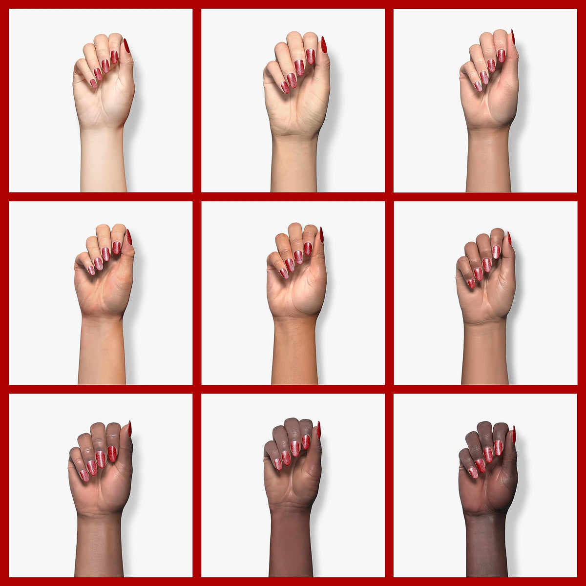 Dazzle Dry red swatch on skin demonstrating true-red color payoff and opacity