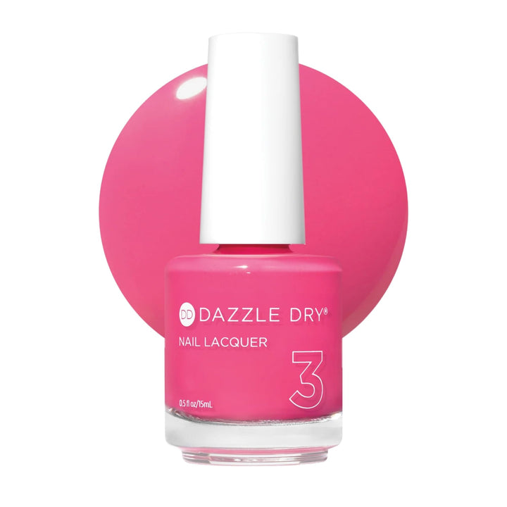 Dazzle Dry front bottle view showing raspberry crème shade and fast-dry benefit