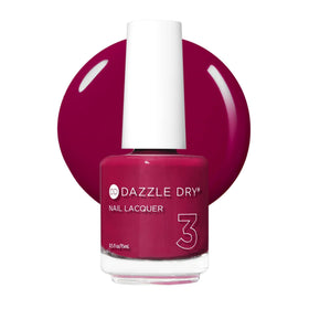 Dazzle Dry front bottle showing Raspberry Rush shade and fast-dry benefit