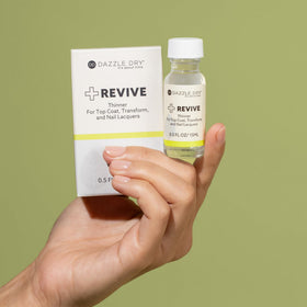Mixing example with Dazzle Dry Revive showing smooth polish consistency benefit