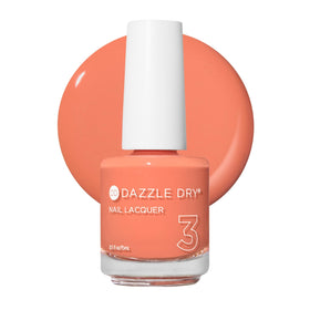 Dazzle Dry round trip front packaging showing papaya orange shade and bottle benefit quick-dry