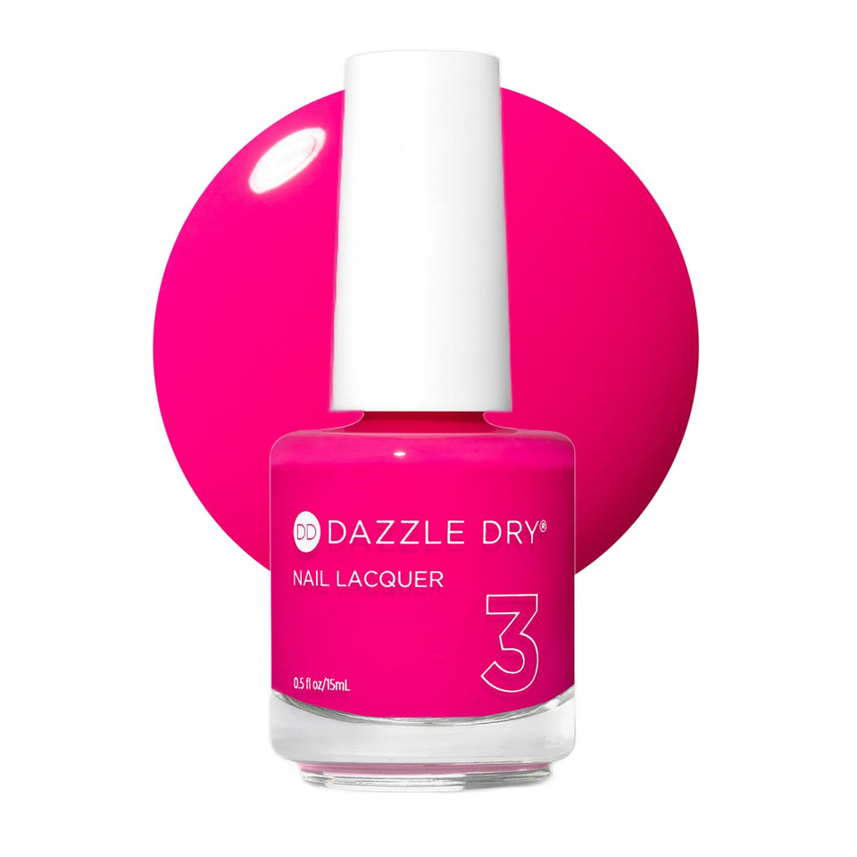 Dazzle Dry bottle front packaging showing bright hot-pink color benefit