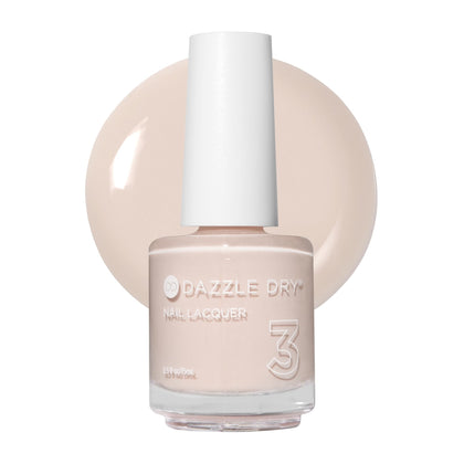 Dazzle Dry bottle front view showing pale almond color and compact size