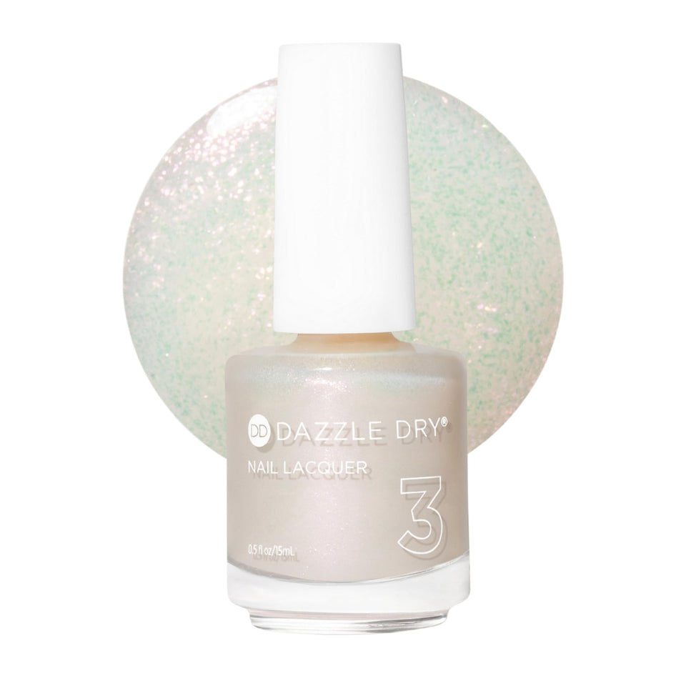Dazzle Dry front bottle view showing Spiritual Diva shimmer and label benefits