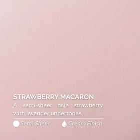 Dazzle Dry swatch painted on fingertips illustrating semi-sheer strawberry color payoff