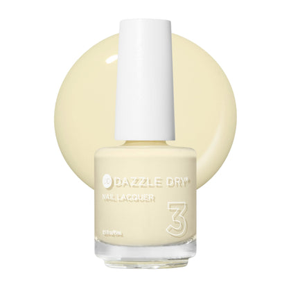 Dazzle Dry bottle front view showing Sundress buttery yellow cream polish benefit quick-dry