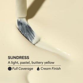 Dazzle Dry swatch on fingernails showing Sundress even coverage benefit