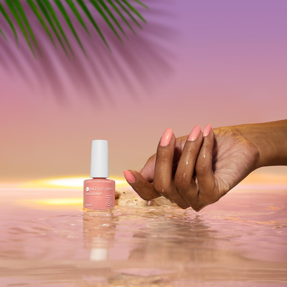 Dazzle Dry single coat sheen showing delicate shimmer and subtle glow benefit