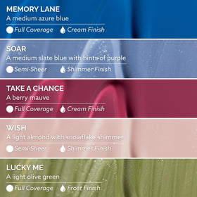 Dazzle Dry color swatches Memory Lane and Wish on nail tips showing smooth finish