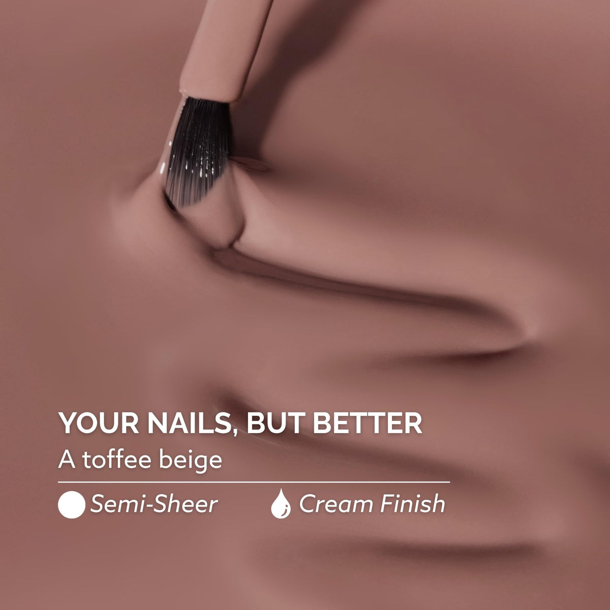 Dazzle Dry swatch on skin showing semi-sheer toffee beige and flattering finish