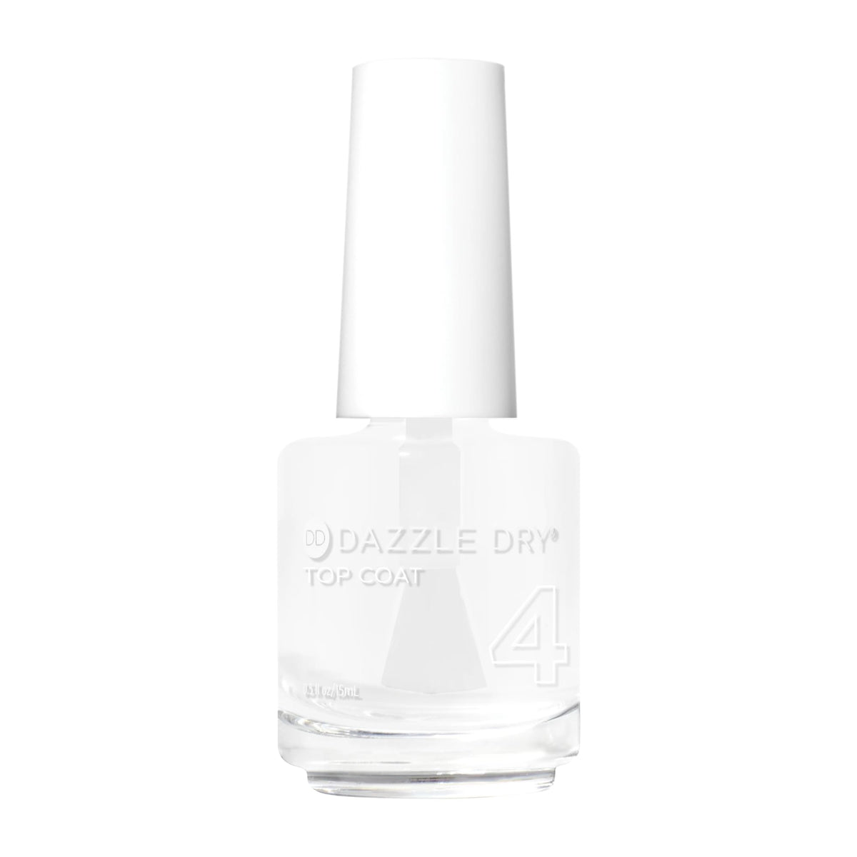 Dazzle Dry top coat front bottle showing label and compact size for ease of use