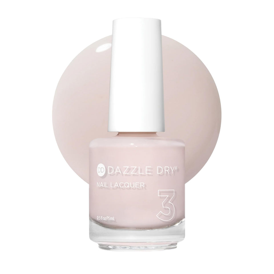 Dazzle Dry front packaging showing Touch of Love lacquer, clear branding and soft pink shade