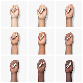 Dazzle Dry swatch on nail wheel displaying true opaque white finish for shade comparison