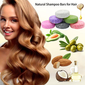 DBEAUTYM shampoo bar in hand to show travel size and easy portability benefit