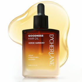 D'Cherlane amber bottle front view showing elegant packaging and care benefits
