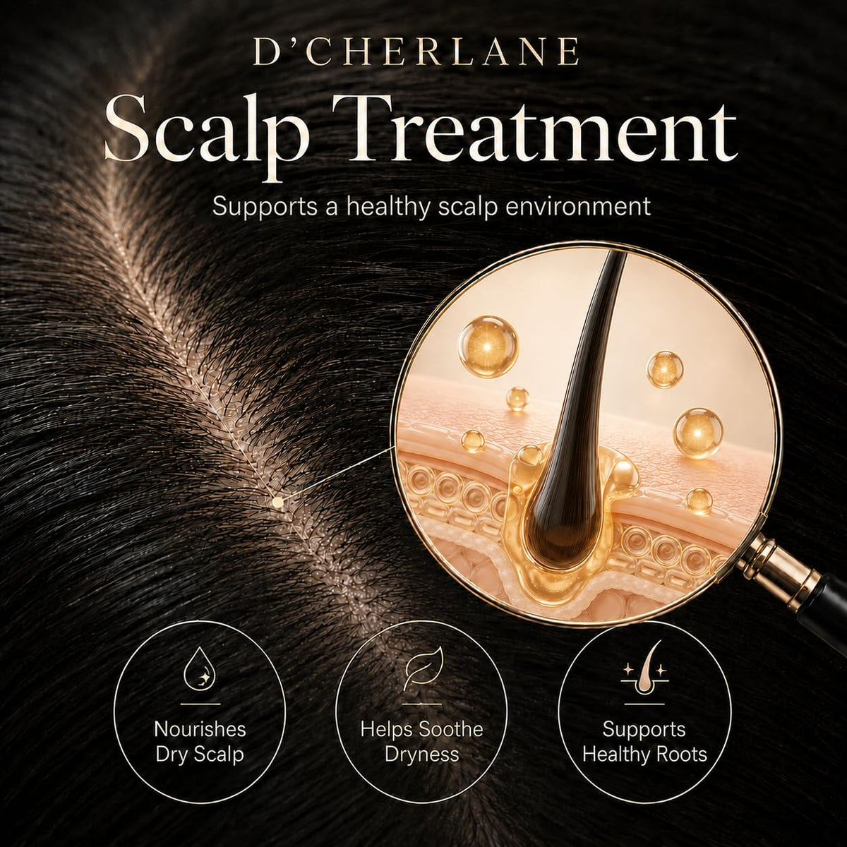 D'Cherlane oil droplet texture demonstrating lightweight, fast absorption