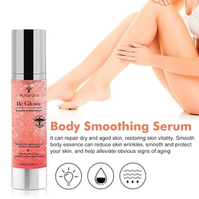 Dcsily Be Glossy serum texture on fingertip demonstrating lightweight absorption benefit