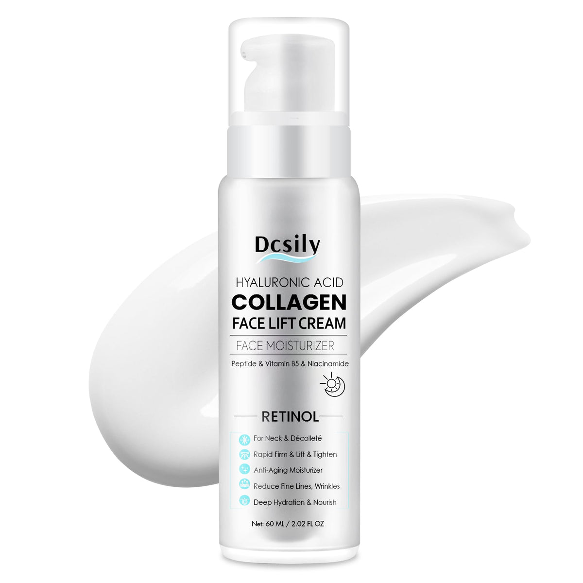 Dcsily front jar showing product and benefits on shelf