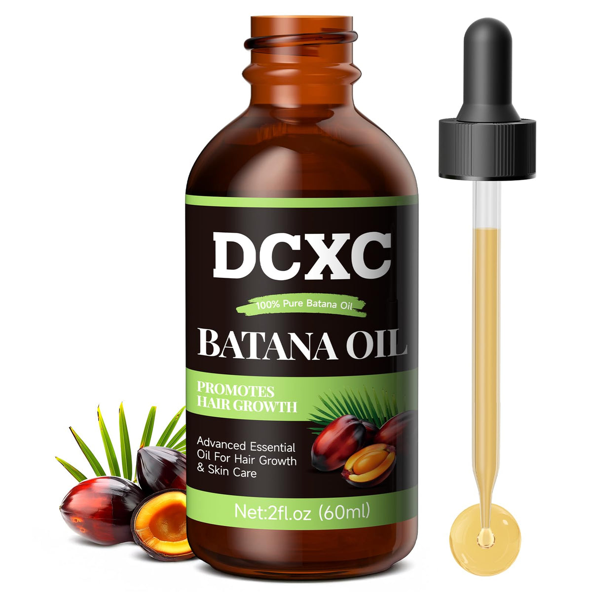 DCXC front bottle of Batana oil showing packaging and easy-pour cap for precise use