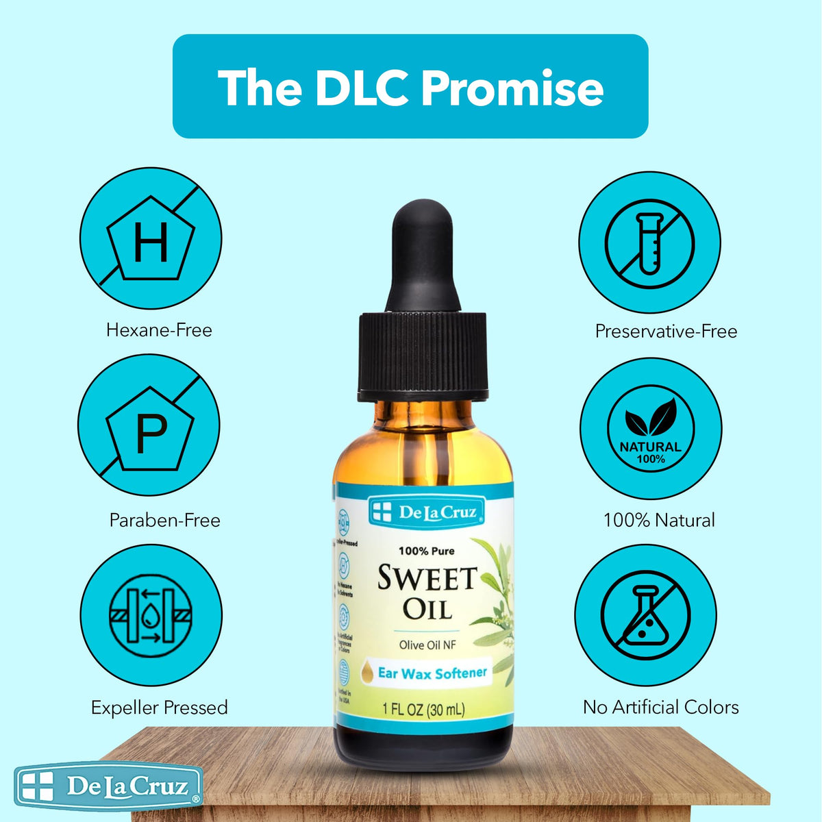De La Cruz sweet oil texture pouring to show purity and gentle soothing benefit
