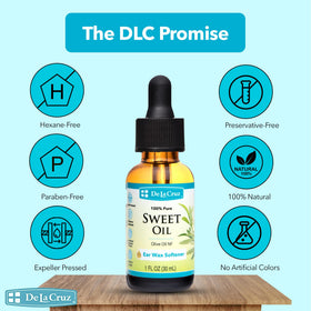 De La Cruz sweet oil texture pouring to show purity and gentle soothing benefit