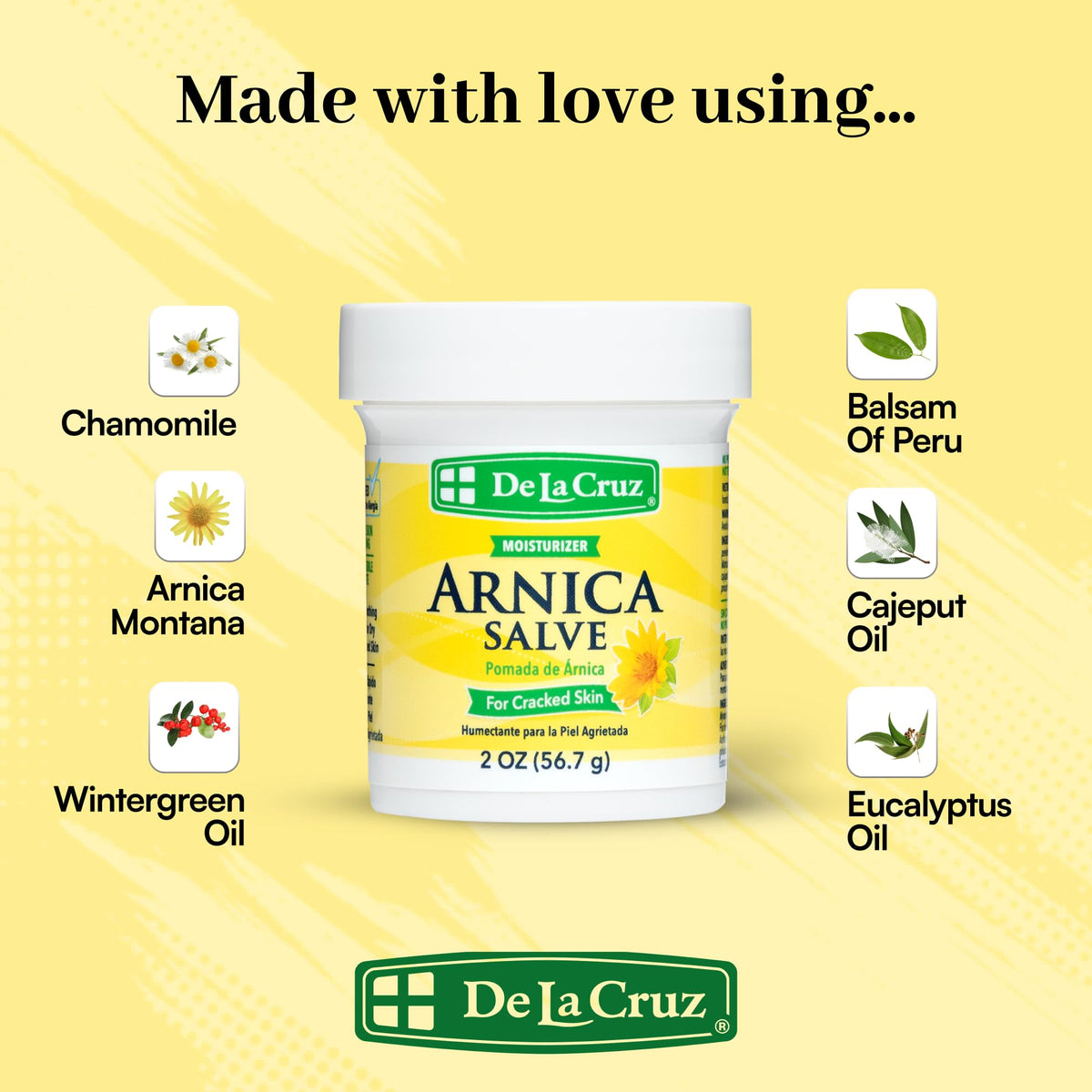 De La Cruz open jar close-up showing creamy balm texture for fast absorption