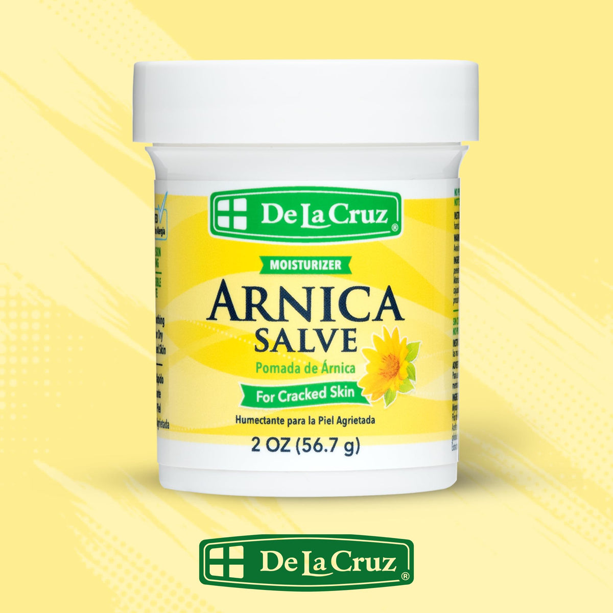 De La Cruz jar in travel pouch enabling on-the-go relief for dry skin
