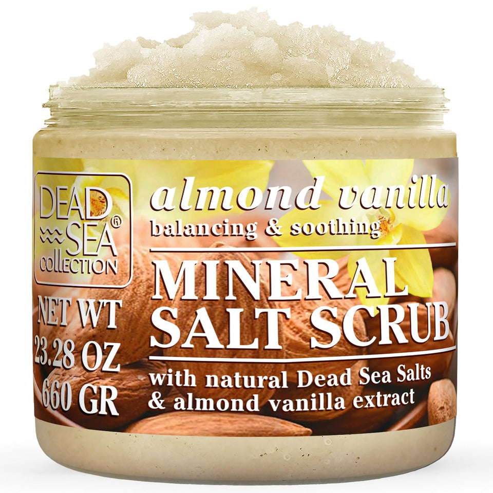 Dead Sea Collection front jar showing full 23.28 oz size and benefits