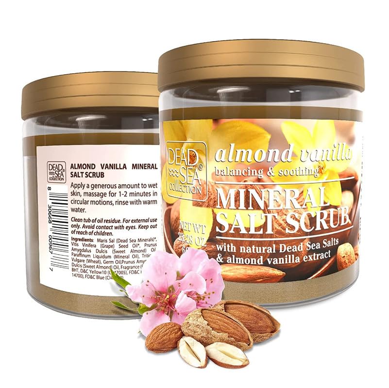 Dead Sea Collection scrub jar styled in bathroom showing at-home spa benefit