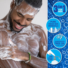 Dead Sea Collection being used in shower for all-in-one cleansing benefit