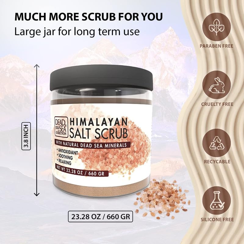 Dead Sea Collection displayed in bathroom setting conveying at-home spa benefit