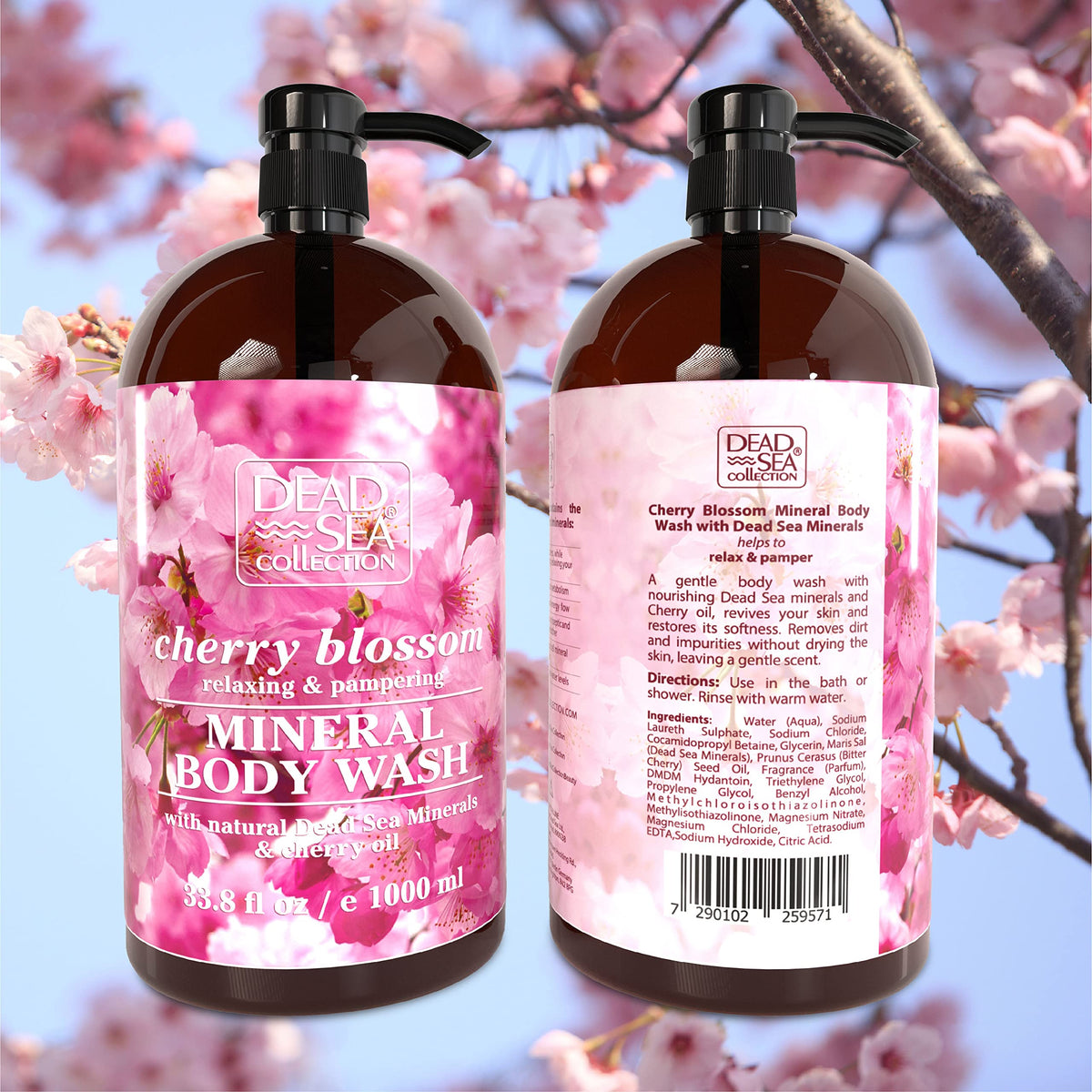 Dead Sea Collection bottle in shower demonstrating simple everyday use
