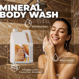 Dead Sea Collection pouring into dispenser illustrating easy bulk refill use
