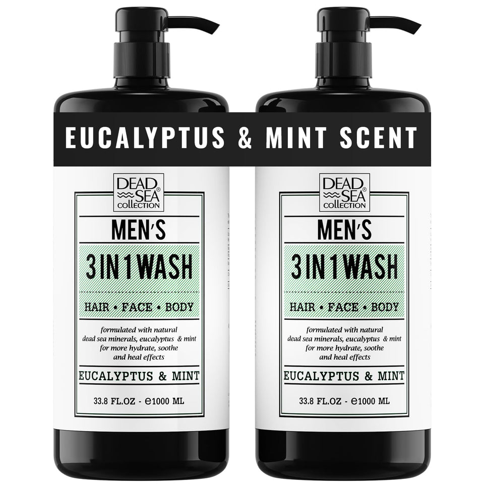 Dead Sea Collection front packaging showing dual 33.8 fl oz bottles and fresh benefit