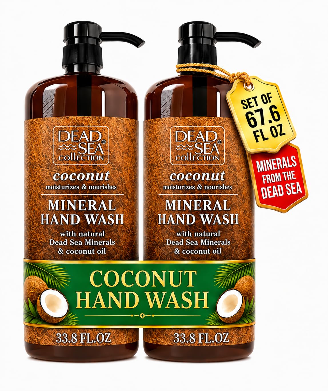 Dead Sea Collection front bottle packaging showing coconut scent and volume benefit