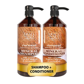 Dead Sea Collection front packaging showing bottles and benefits